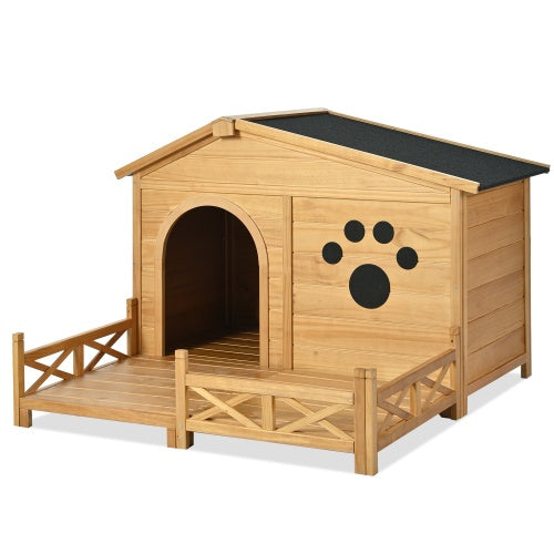 Wooden Dog House Outdoor With Porch