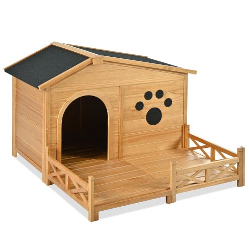 Wooden Dog House Outdoor With Porch