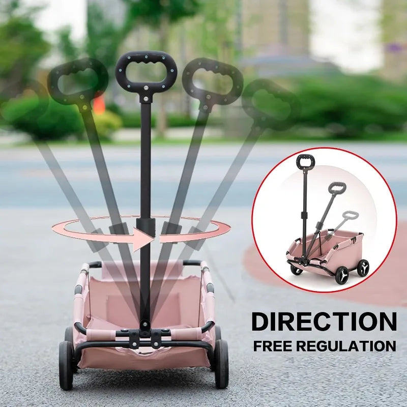 Folding Travel Pet Cart 4 Wheels Rolling Cat Carrier Lightweight Trolley For Travel Shopping Walking Anti Slip Durable Wheels
