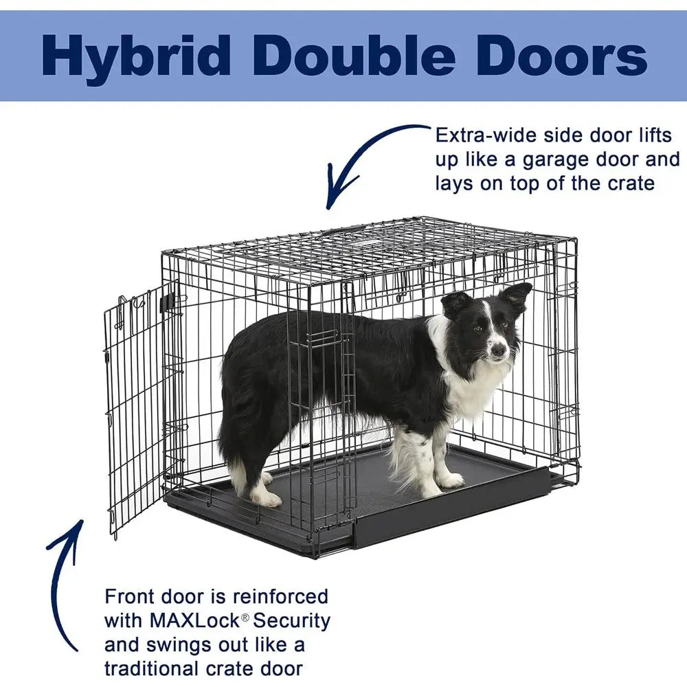Mid-Size Double-Door Metal Dog Crate